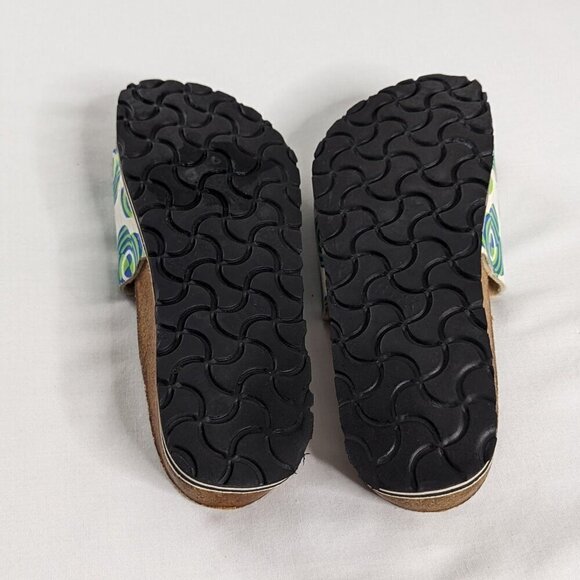 Birkenstock Betula White Green Blue All Over Pattern Slip On Cork Sandals - Picture 7 of 7